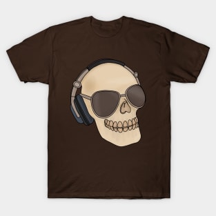 Skull wearing sunglasses and headphones T-Shirt